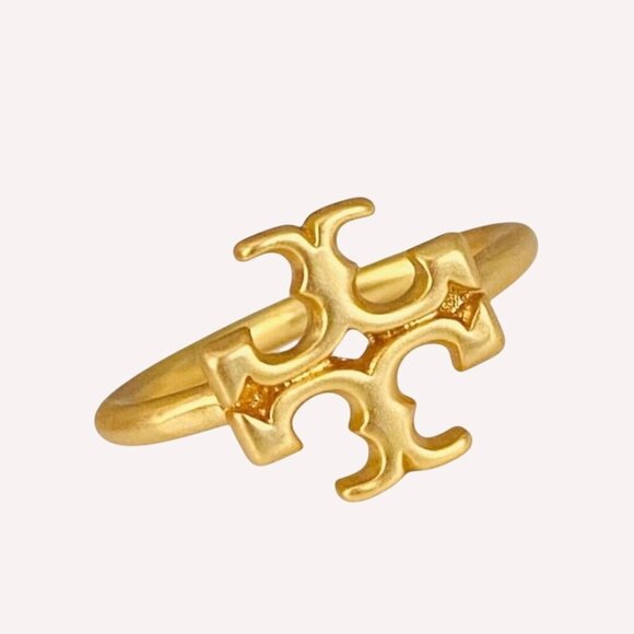 SIZE 6 - Tory Burch Puzzle Logo Gold-Tone Ring - Picture 3 of 4